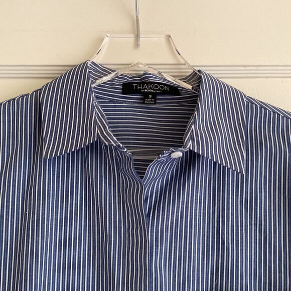 NWT Thakoon Design Nation London Blue White Button Down Striped Shirt Size S - Picture 5 of 15